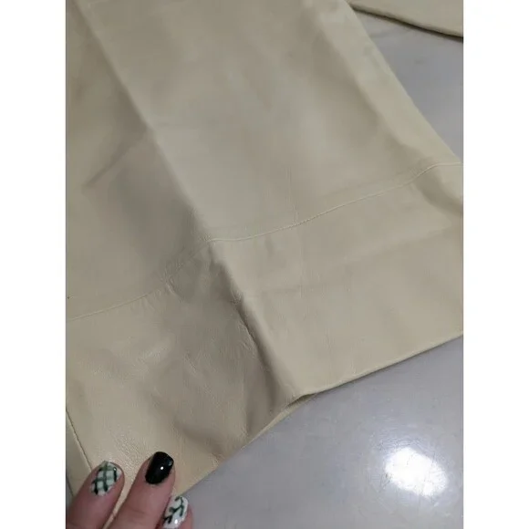 NWT Ledge Leather Men's 50 Lambskin Pants Ivory Cream Pleated Big & Tall Luxury